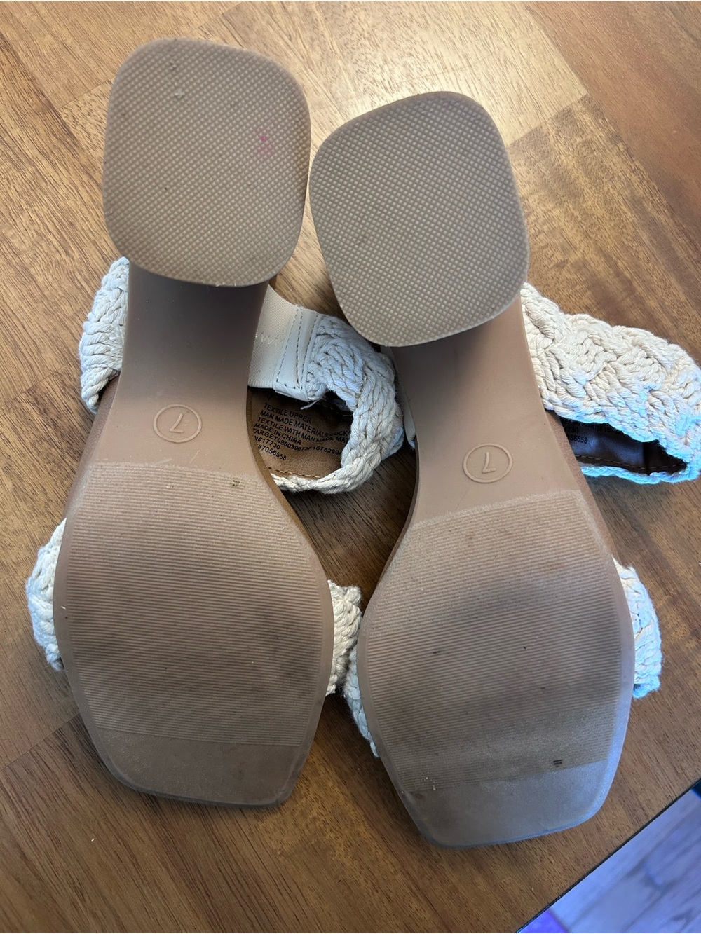 Universal Thread Braided Two-Strap Block Heel Sandals in Cream and Tan - Picture 3 of 4